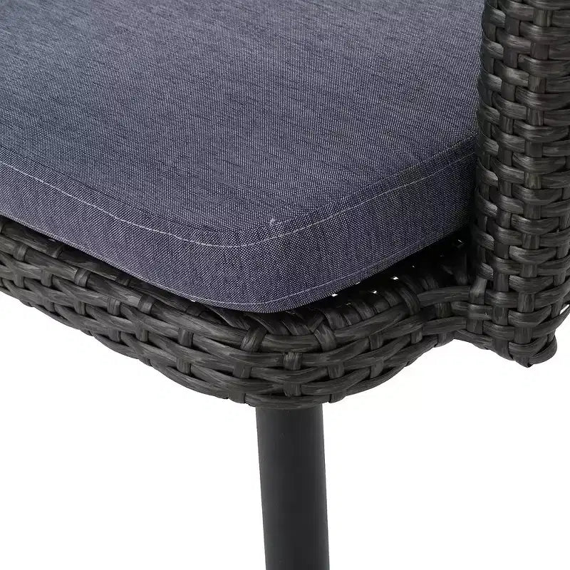 Set di 2 sedie da pranzo per patio da esterno, sedie in rattan PE per tutte le stagioni, sedie da pranzo in vimini con telaio in ferro e cuscino in tessuto impermeabile, braccioli