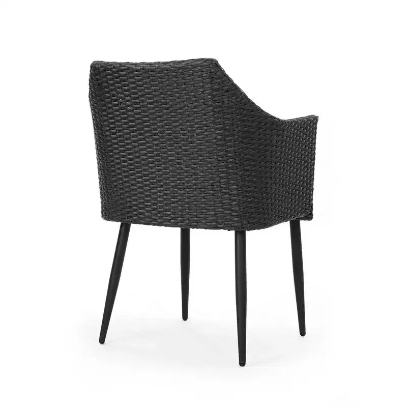 Set di 2 sedie da pranzo per patio da esterno, sedie in rattan PE per tutte le stagioni, sedie da pranzo in vimini con telaio in ferro e cuscino in tessuto impermeabile, braccioli