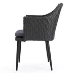 Set di 2 sedie da pranzo per patio da esterno, sedie in rattan PE per tutte le stagioni, sedie da pranzo in vimini con telaio in ferro e cuscino in tessuto impermeabile, braccioli
