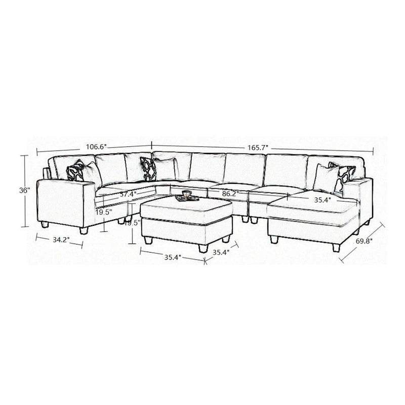 Divano Sezionale Reversibile a Moduli Combinabili Flessibili