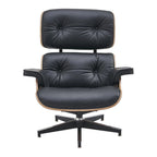 Mid-century Modern Lounger Real Leather Arm Chair and Ottoman Set