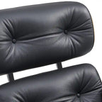 Mid-century Modern Lounger Real Leather Arm Chair and Ottoman Set