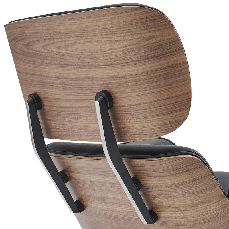 Mid-century Modern Lounger Real Leather Arm Chair and Ottoman Set