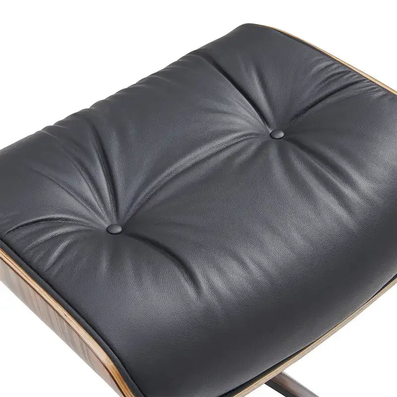Mid-century Modern Lounger Real Leather Arm Chair and Ottoman Set