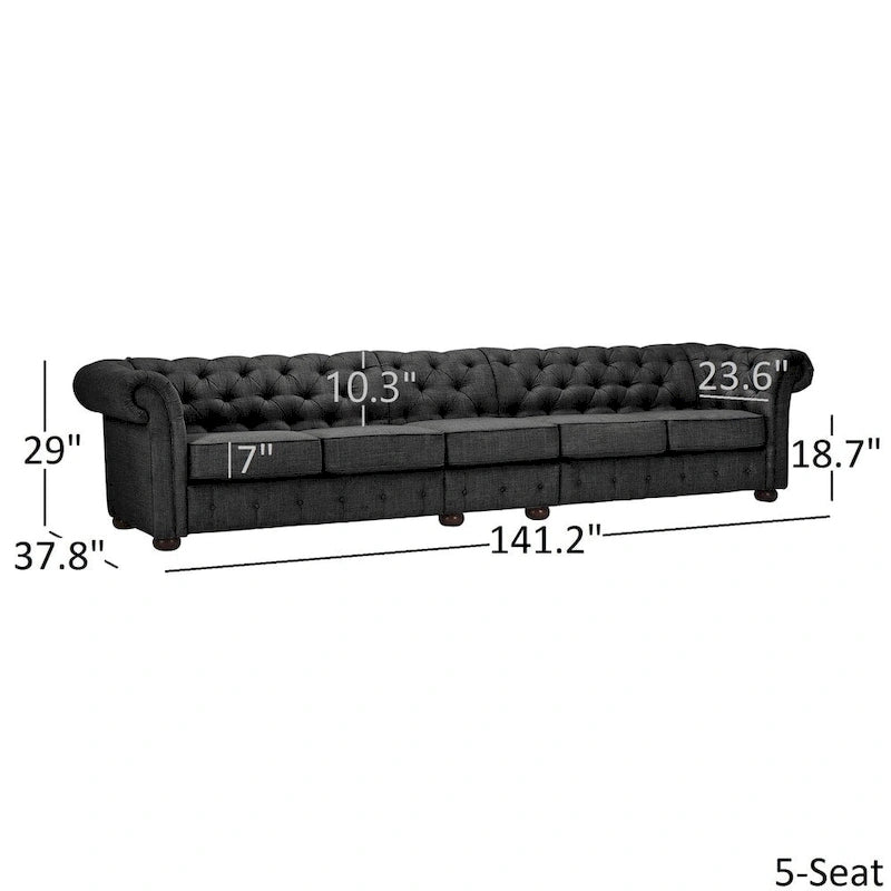 Knightsbridge Grey Extra Long Chesterfield Sofa by iNSPIRE Q Artisan