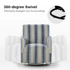 Pancy Traditional Swivel Armchair with Jacobean Strip Pattern Set of 2 by HULALA HOME