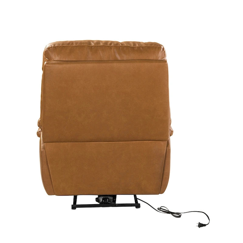 Poltrona reclinabile elettrica Clara in vera pelle con cuscino imbottito, set da 2 pezzi