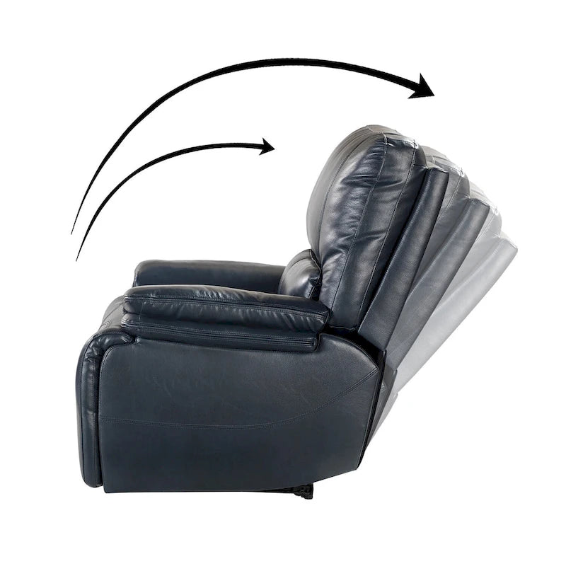 Poltrona reclinabile elettrica Clara in vera pelle con cuscino imbottito, set da 2 pezzi