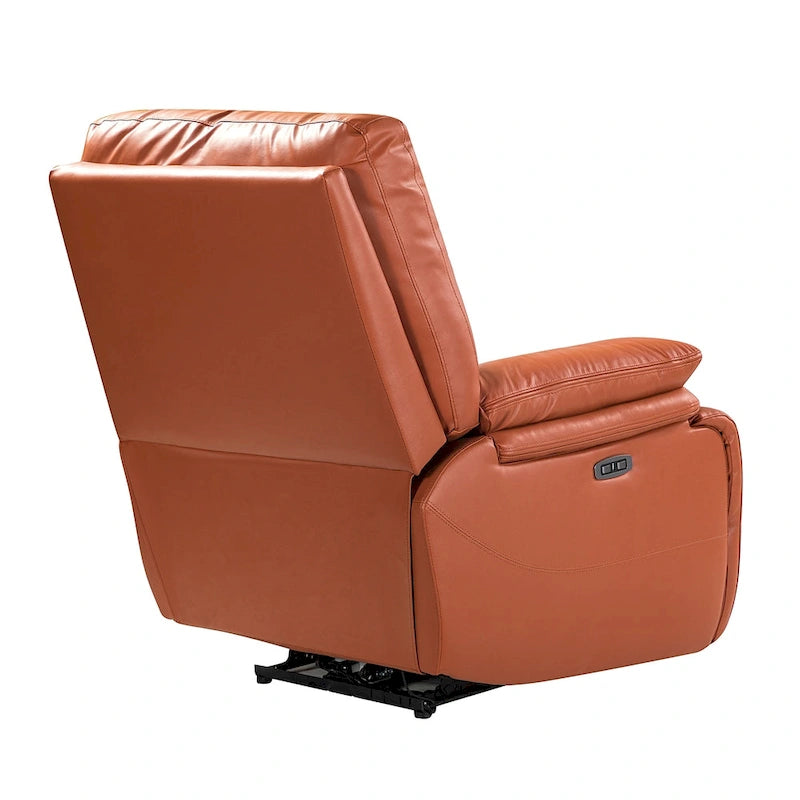 Poltrona reclinabile elettrica Clara in vera pelle con cuscino imbottito, set da 2 pezzi