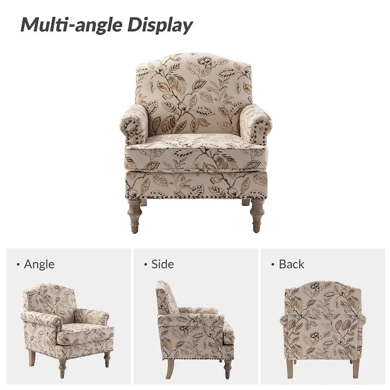 Yahweh Farmhouse Nailhead Armchair with Rolled Arms by HULALA HOME(Set of 2)