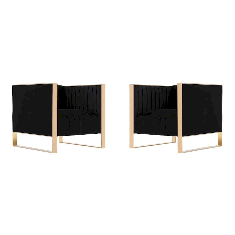 Manhattan Comfort Trillium, Sedia accento in velluto con struttura dorata (set da 2)