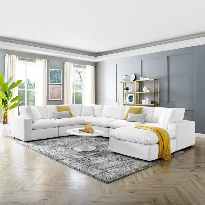 Commix Down Filled Overstuffed Velvet 7-Piece Sectional Sofa