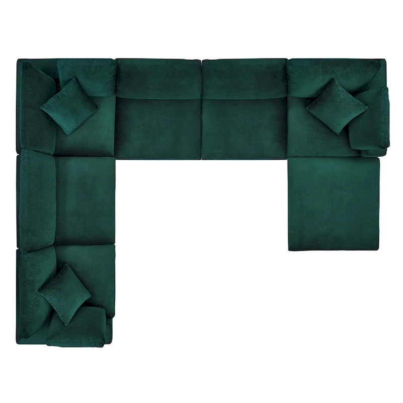 Commix Down Filled Overstuffed Velvet 7-Piece Sectional Sofa