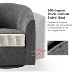 Cuenca Modern Upholstered Barrel Chair with Swivel Base