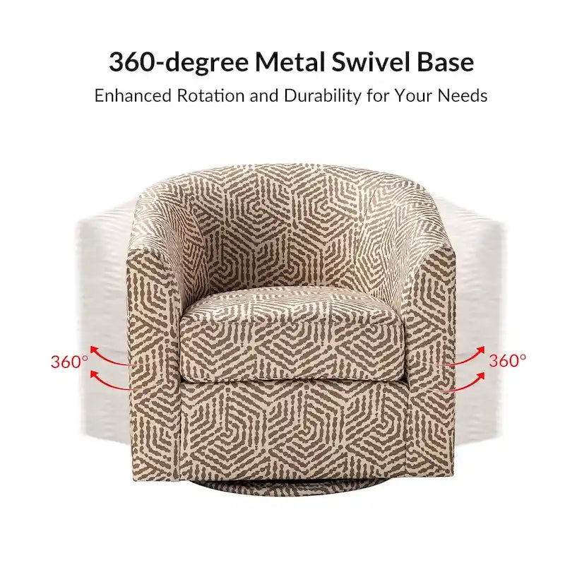 Cuenca Modern Upholstered Barrel Chair with Swivel Base