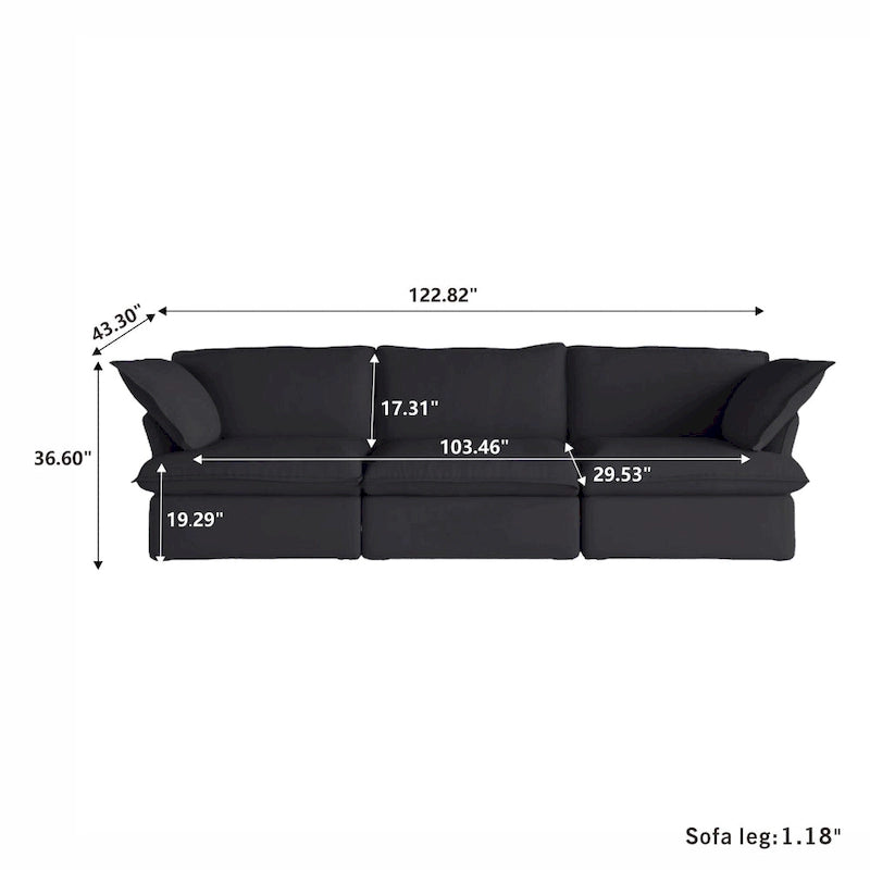 Velvet Sectional Sofa Modern Upholstered Couch Sofa for Living Room