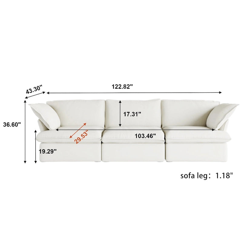 Velvet Sectional Sofa Modern Upholstered Couch Sofa for Living Room
