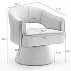SEYNAR Modren Velvet Living Room Swivel Arm Barrel Chair with Tufted Back
