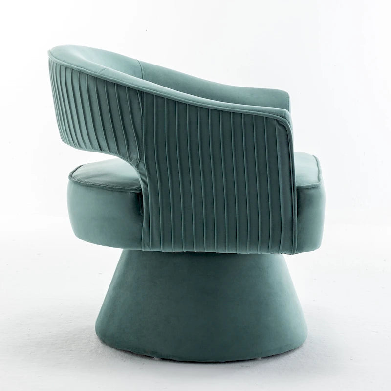 SEYNAR Modren Velvet Living Room Swivel Arm Barrel Chair with Tufted Back