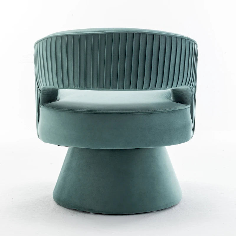 SEYNAR Modren Velvet Living Room Swivel Arm Barrel Chair with Tufted Back