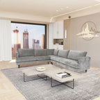 Coast to Coast Sofas Contemporary L Shaped Sectional Sofa Velvet Solid Wood Frame Upholstered