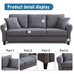 Aukfa Upholstered 3 Seater Sofa Couch with 2 Pillows