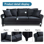 Aukfa Upholstered 3 Seater Sofa Couch with 2 Pillows