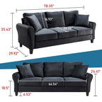 Aukfa Upholstered 3 Seater Sofa Couch with 2 Pillows