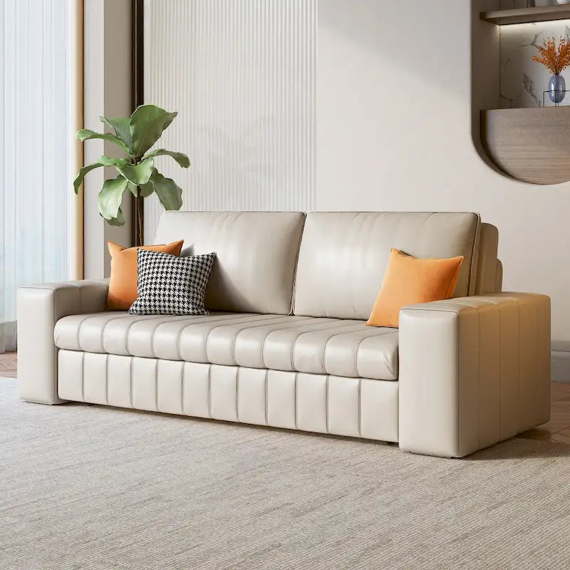 JASIWAY Modern Upholstered Loveseat Sleeper Sofa Bed with Storage