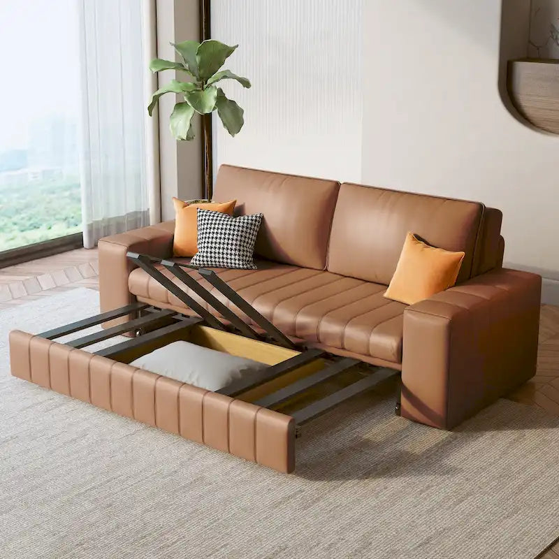 JASIWAY Modern Upholstered Loveseat Sleeper Sofa Bed with Storage
