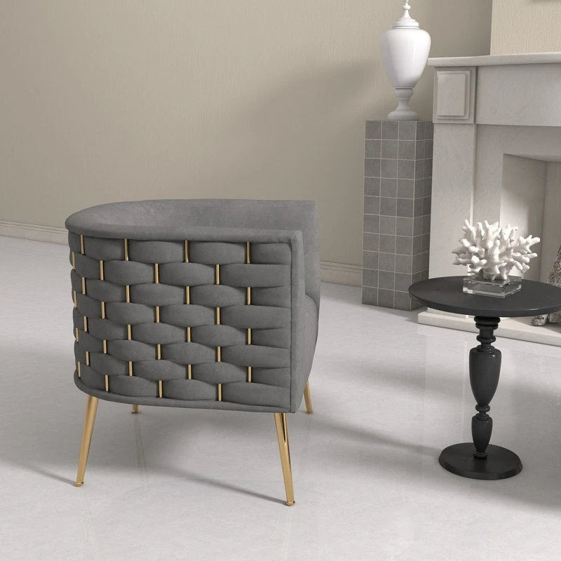SEYNAR Mid-Century Modern Velvet Round Accent Chair for Living Room