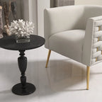 SEYNAR Mid-Century Modern Velvet Round Accent Chair for Living Room