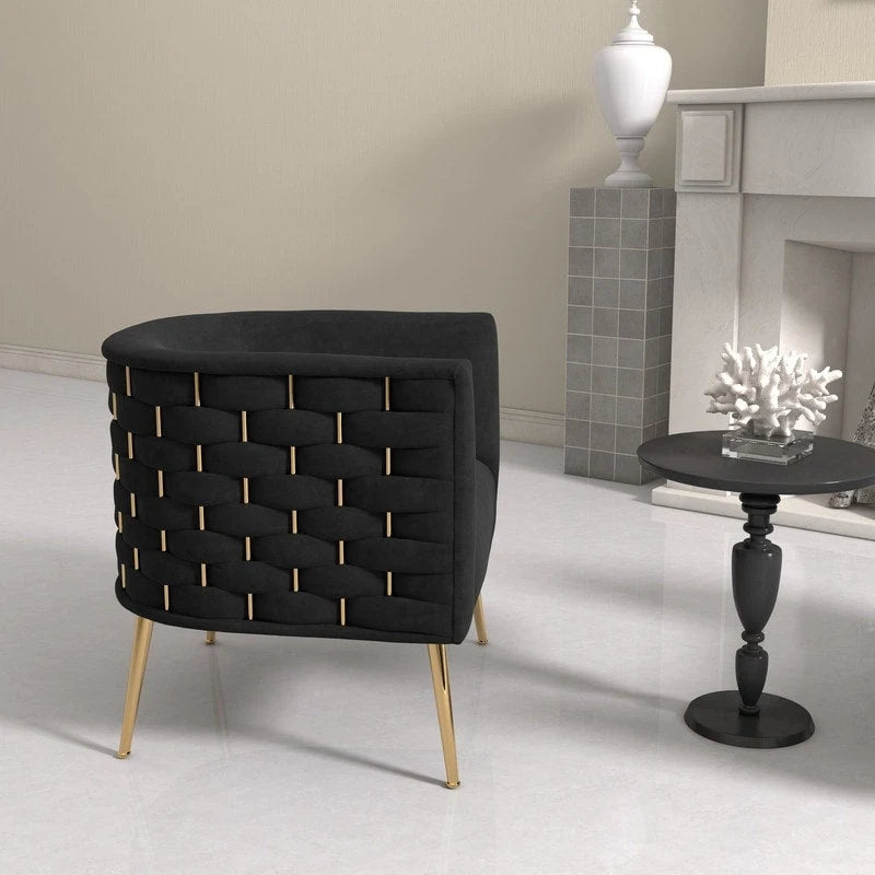 SEYNAR Mid-Century Modern Velvet Round Accent Chair for Living Room