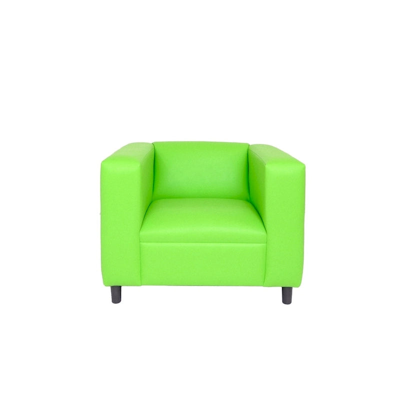 Coast to Coast Sofas Mid Century Modern Sofa Chair Faux Leather Solid Wood Frame Upholstered