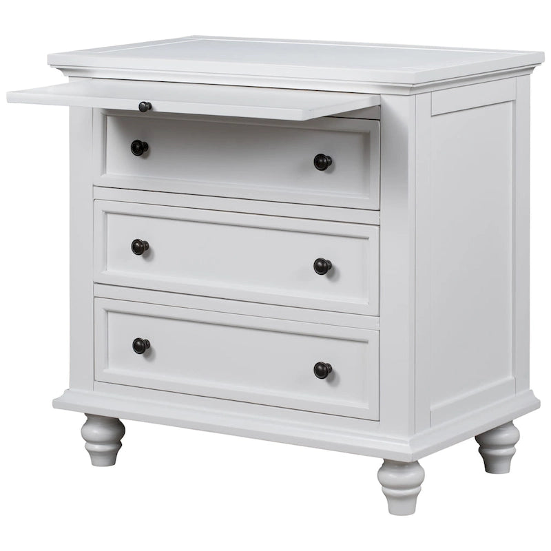 3-Drawer Storage Wood Cabinet, End Table with Pull out Tray