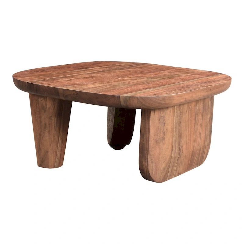 Aurelle Home Rustic Solid Acacia Wood Coffee Table