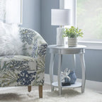 Penelope White Round Table with Shelf