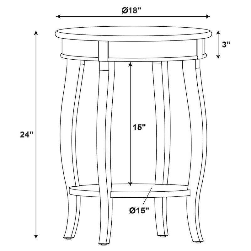 Penelope White Round Table with Shelf