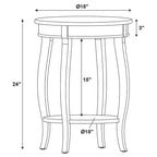 Penelope White Round Table with Shelf