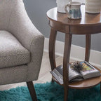 Penelope White Round Table with Shelf
