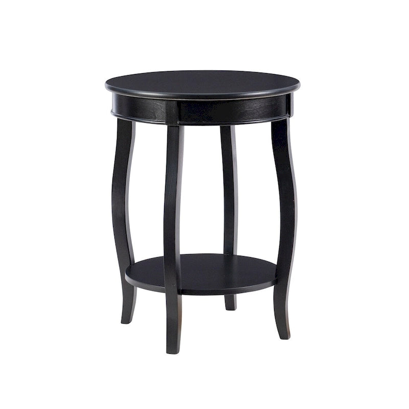 Penelope White Round Table with Shelf