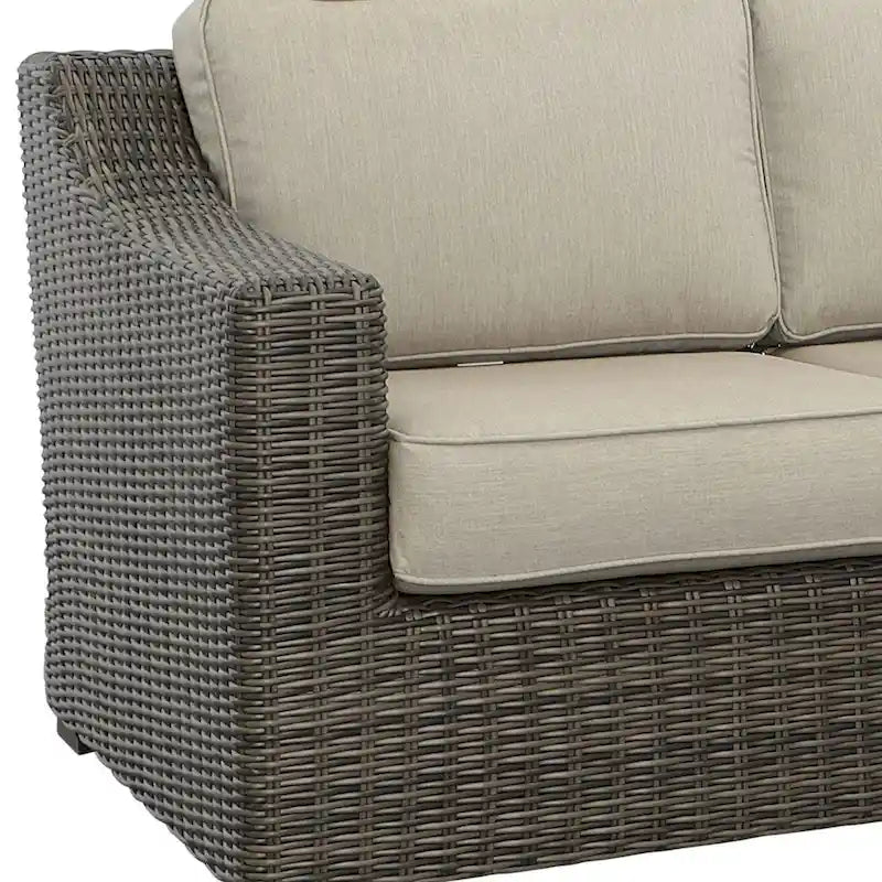 Jarrow Rattan Wicker Sofa, Brown/ Gray