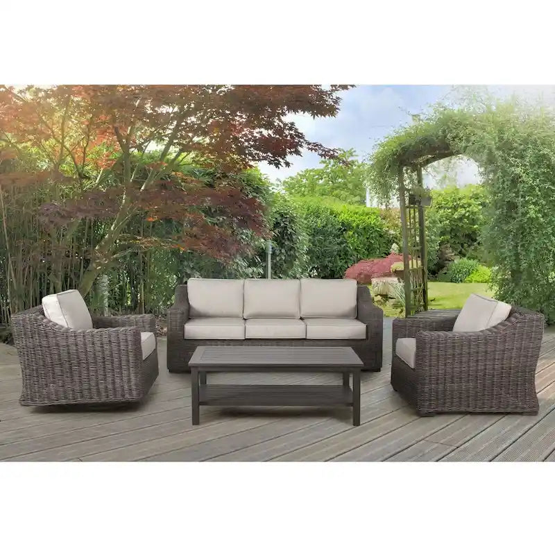 Jarrow Rattan Wicker Sofa, Brown/ Gray