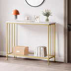 2 Tier Retro Console Table with MDF Shelf Storage - 41.3