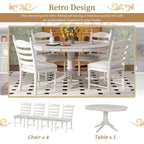 5-Piece Retro Functional Dining Table Set Wood Round Extendable Dining Table and 4 Upholstered Dining Chairs