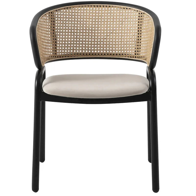 Sedia da pranzo Ervilla moderna con schienale in vimini e seduta imbottita in velluto per sala da pranzo e cucina, set da 4 - 29,9