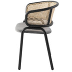 Sedia da pranzo Ervilla moderna con schienale in vimini e seduta imbottita in velluto per sala da pranzo e cucina, set da 4 - 29,9