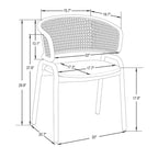 Sedia da pranzo Ervilla moderna con schienale in vimini e seduta imbottita in velluto per sala da pranzo e cucina, set da 4 - 29,9