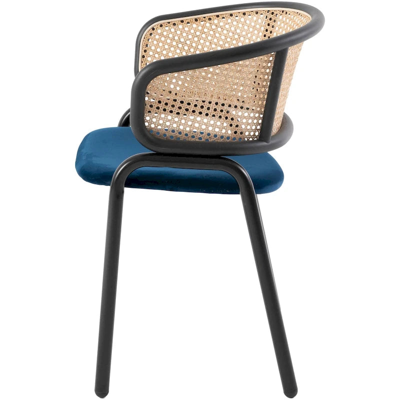 Sedia da pranzo Ervilla moderna con schienale in vimini e seduta imbottita in velluto per sala da pranzo e cucina, set da 4 - 29,9