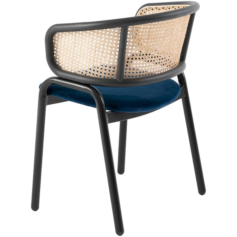 Sedia da pranzo Ervilla moderna con schienale in vimini e seduta imbottita in velluto per sala da pranzo e cucina, set da 4 - 29,9